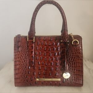 Brahmin Anywhere Pecan Melborne  Croc-Embossed Leather  Satchel